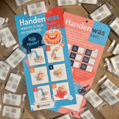 Handenwaskaart met zeepjes